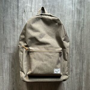 Herschel backpack, green/brown with brass hardware